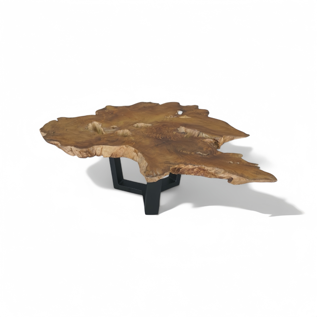 WO.75 – Coffee Table Made from Solid Teak Wood and Metal Legs