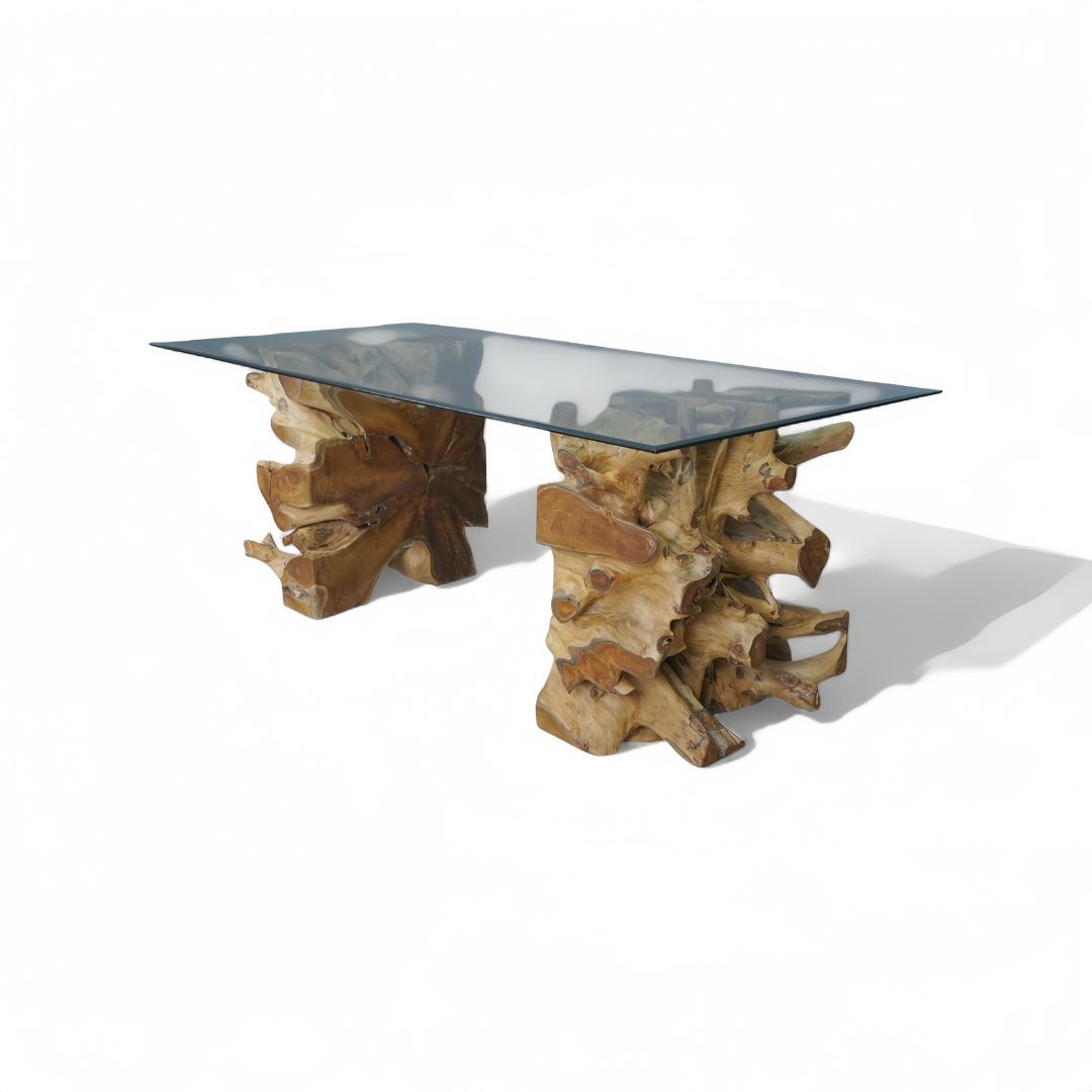 WO.20 – Teak Root Dining Table with Glass Top