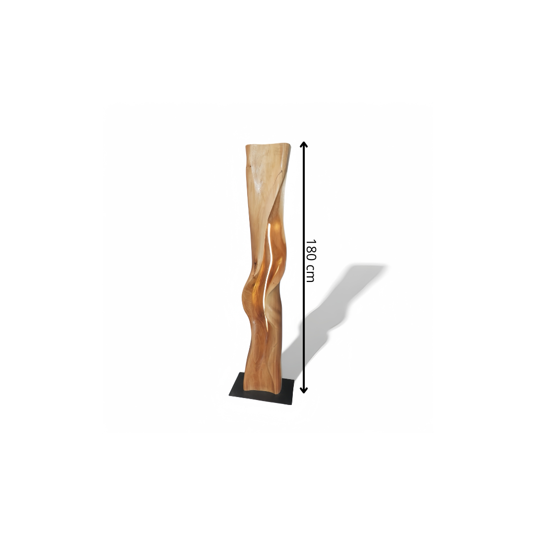 WO.61-2 Sculptural Floor Lamp in Suar Wood