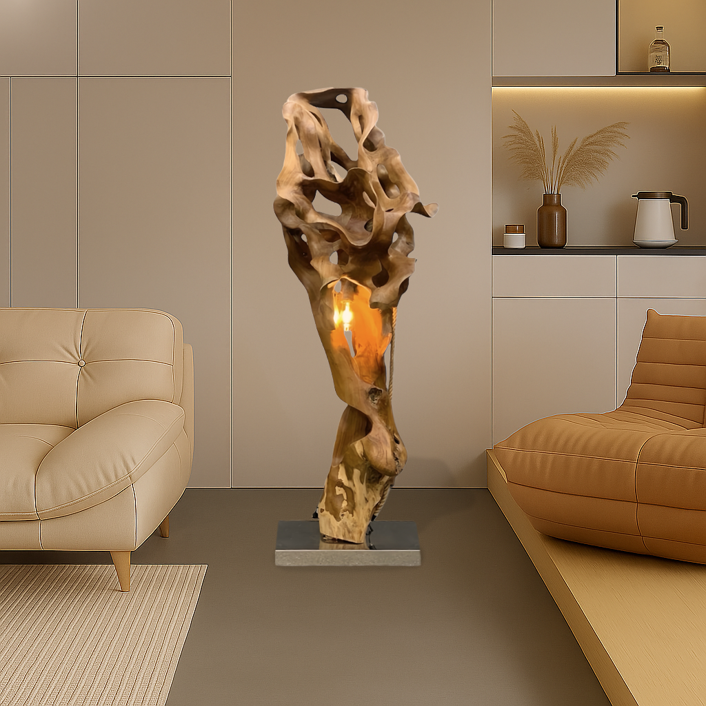 WO.56 Sculptural Teak Floor Lamp