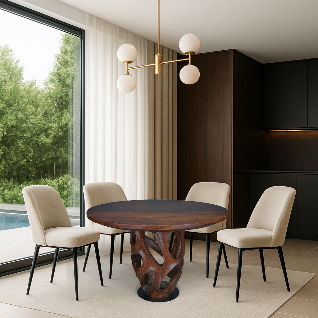WO.47 Round Suar Wood Dining Table