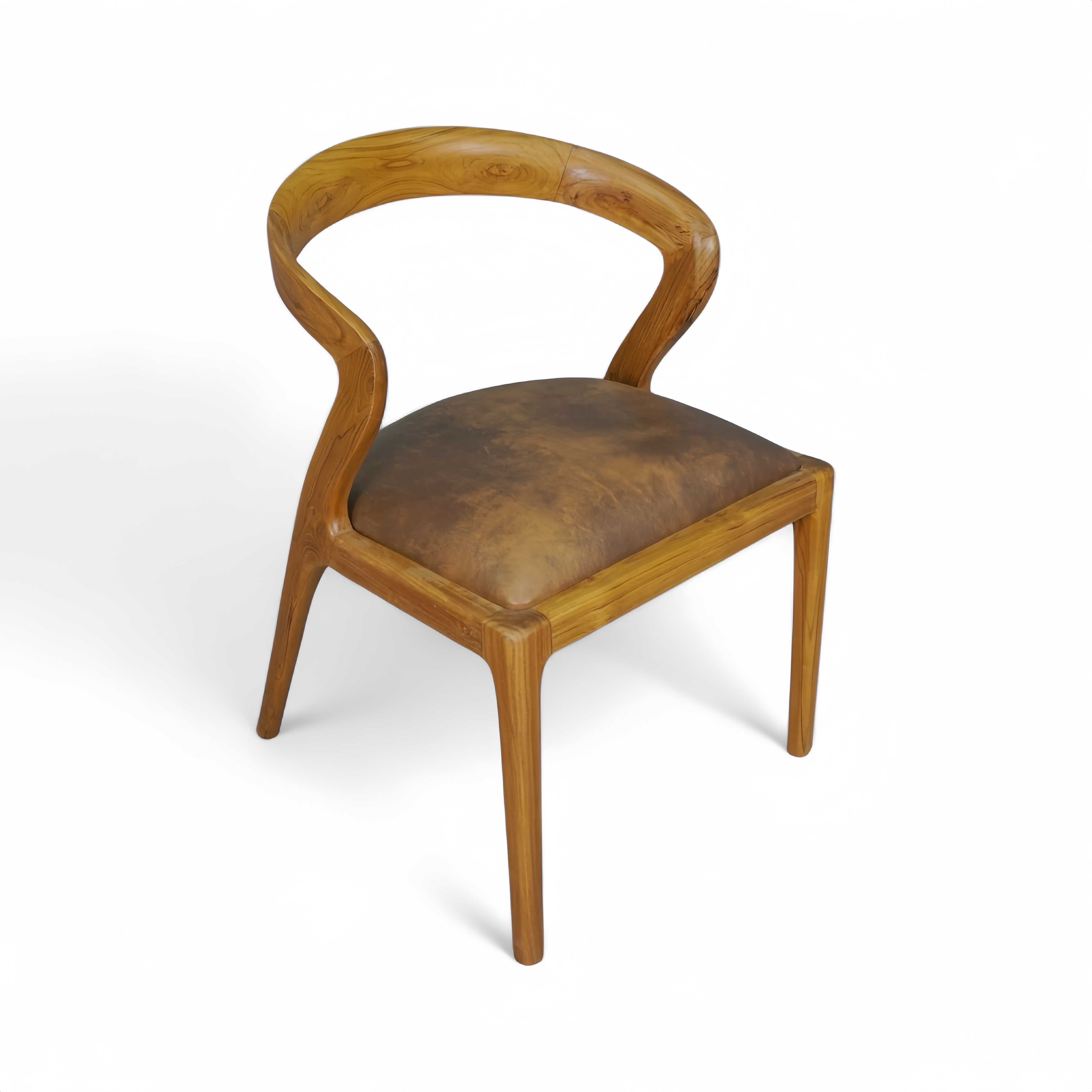 WO.76 Teak Chair with Faux Leather Upholstery