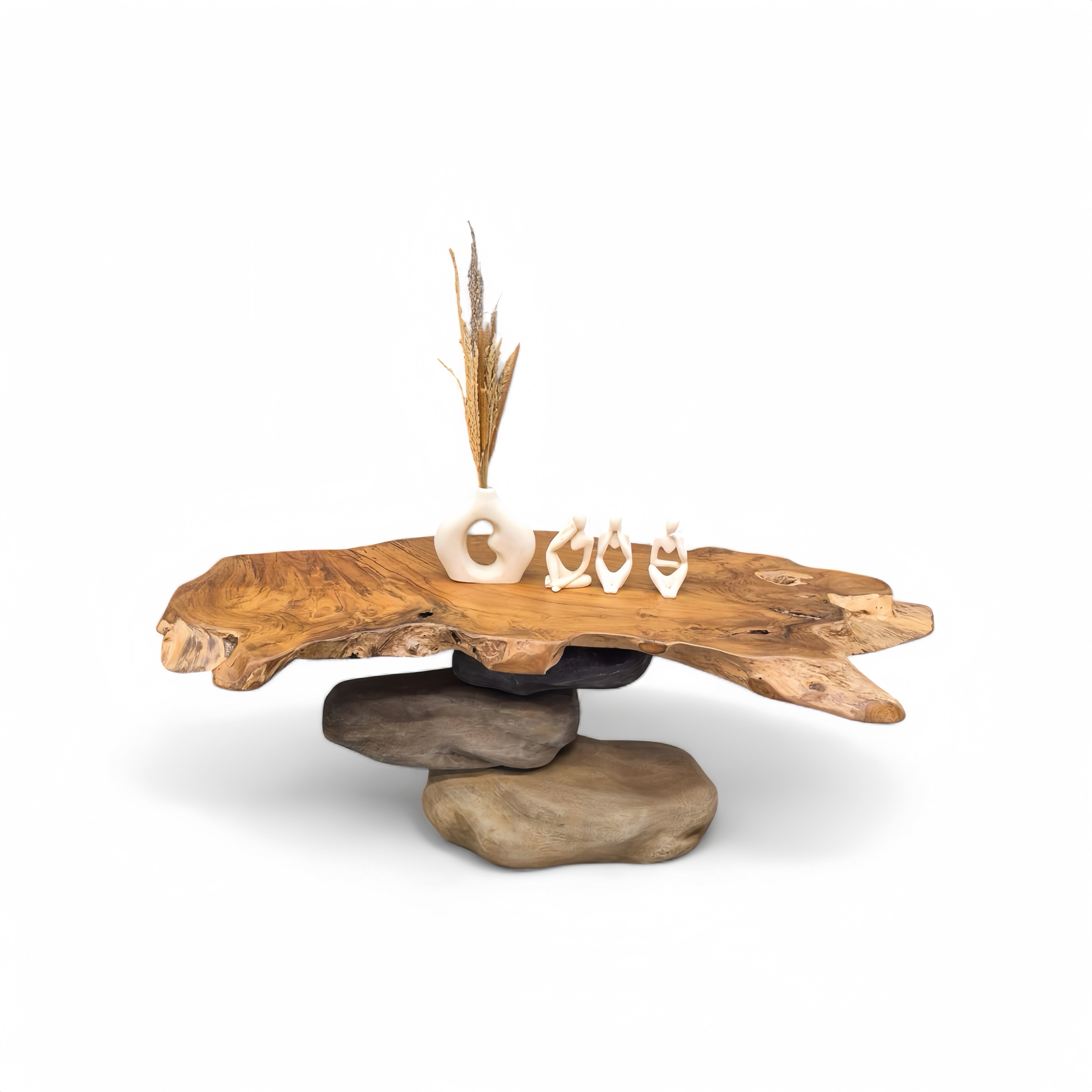 WO.37 Coffee Table – Teak Root with Stone Finish