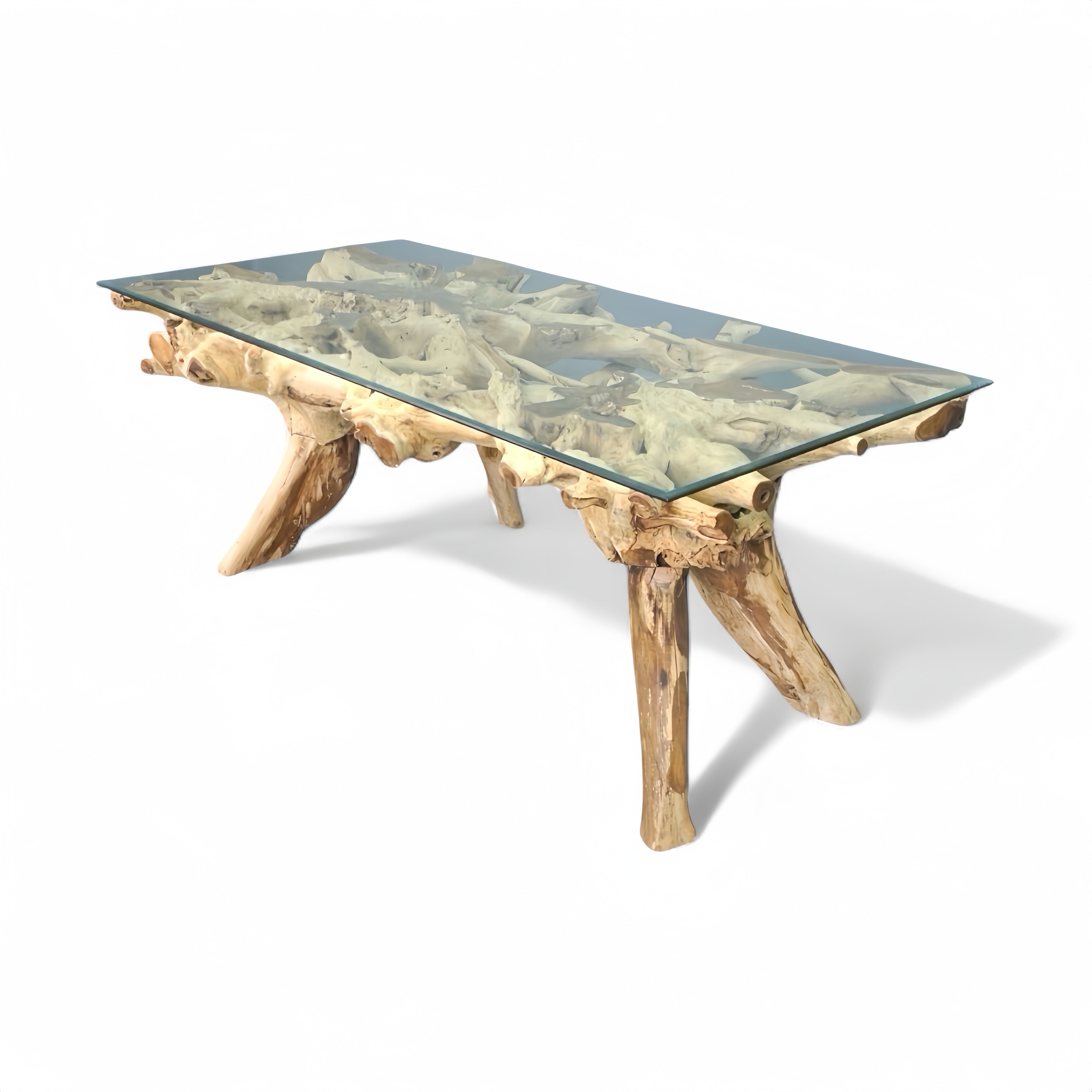 WO.19 Teak Root Dining Table with Glass Top