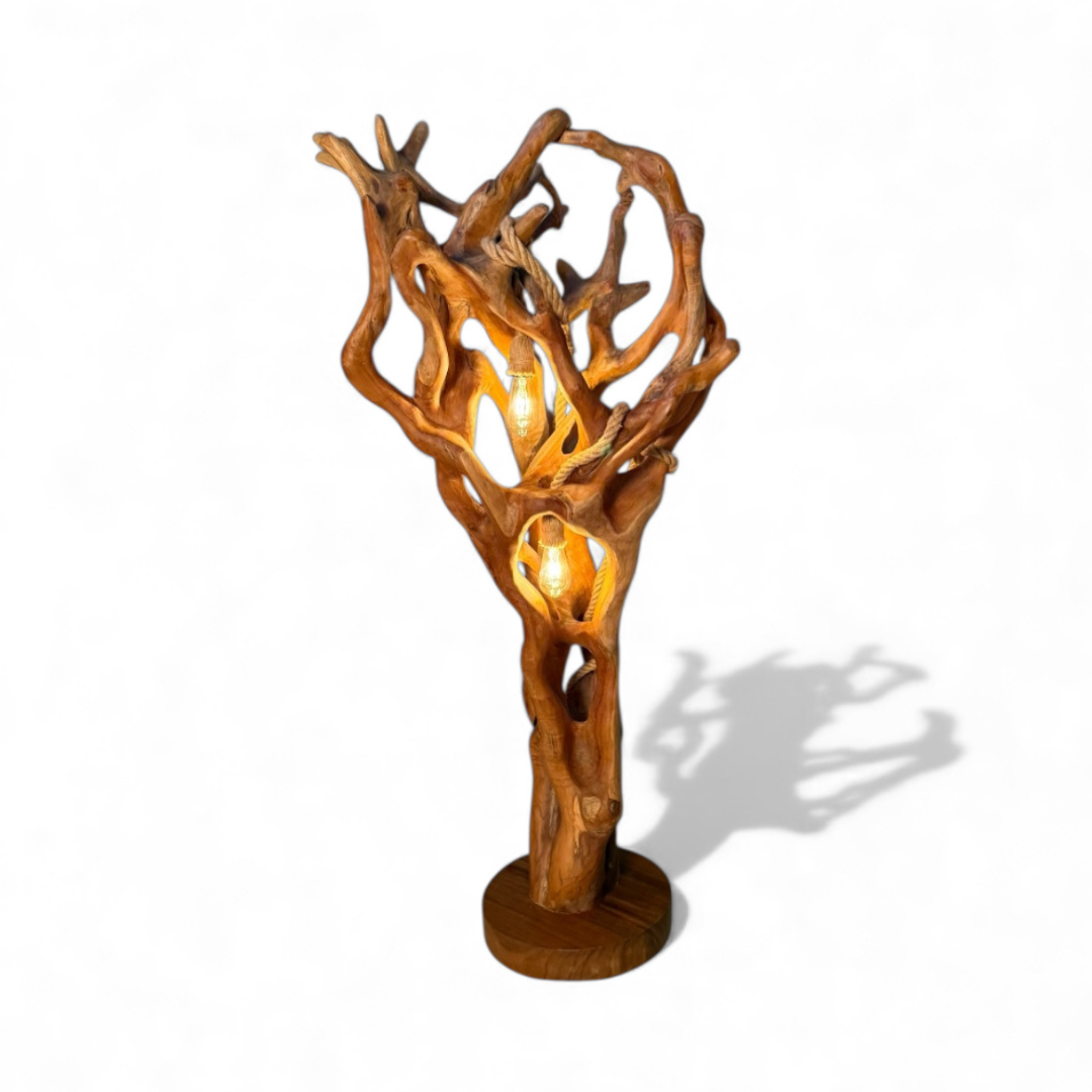 WO.55-2 Sculptural Floor Lamp Made from Teak Root